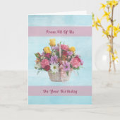 誕生日、グループから、カラフル花籠の花 カード (黄色い花)