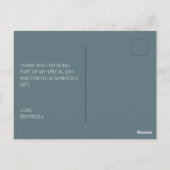 誕生日 グレー モダン スクリプト サンクス ポストカード (裏面)