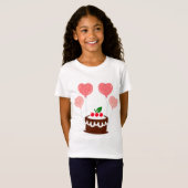 誕生日 ケーキ プリント 女の子の Tシャツ (正面フル)