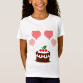 誕生日 ケーキ プリント 女の子の Tシャツ (正面)