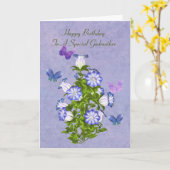 誕生日、ゴッドマザー、蝶と鐘の花 カード (黄色い花)