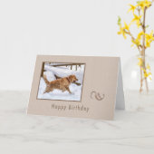 誕生日、ゴールデンレトリバー犬のスノーカード カード (黄色い花)