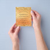 誕生日 ゴールド グリッター 予算 招待状 チラシ (手)