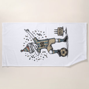 誕生日 サッカー 少年 ダブ ヴィンテージ 彫刻Tシャツ_1 ビーチタオル