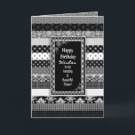 誕生日、シスター、黒/白プリント層 カード<br><div class="desc">そしてユニーク誰にでも理想的な面白い誕生日挨拶。白黒のパターンとデザインのレイヤーの内側と外側の各カテゴリの組み合わせカスタマイズし、これを自分のものにする準備ができている招待状を含む。</div>