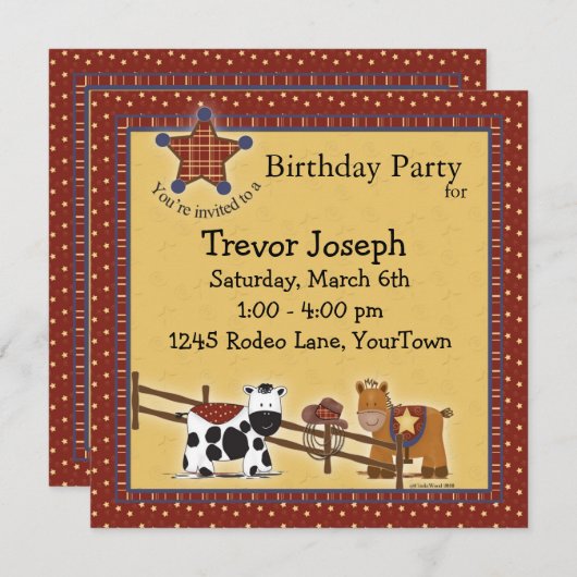 誕生日、シャワーまたはパーティーの西部のパーティの招待状 招待状 (正面/裏面)