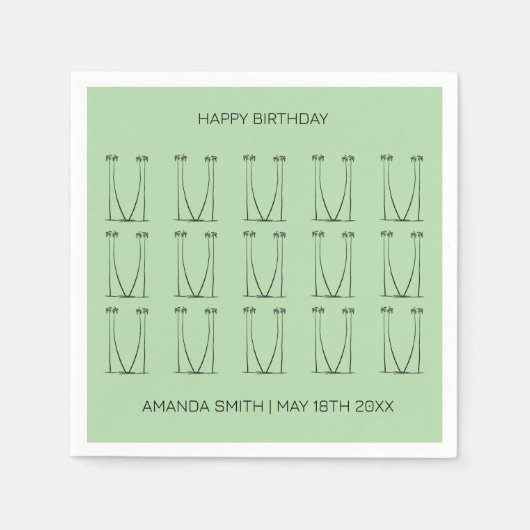 誕生日、シルエパーソナライズされたットココナッツツリー スタンダードカクテルナプキン (正面)