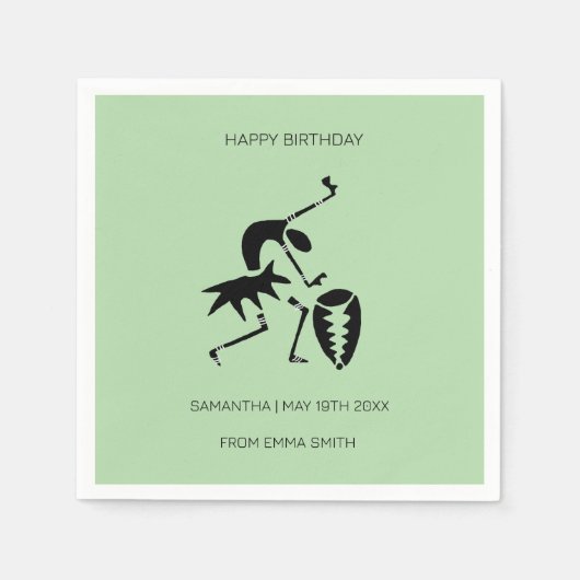 誕生日、シルエ素晴らしットお祝いダンサー スタンダードカクテルナプキン (正面)