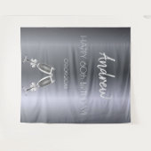 誕生日 シルバーフォックス メンズ ガイ グレー モダン お祝い タペストリー (正面(横))