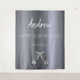 誕生日 シルバーフォックス メンズ ガイ グレー モダン お祝い タペストリー