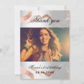 誕生日 シルバー ローズゴールド フォト サンクスカード 招待状 (正面)