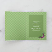 誕生日、シークレットパル、水缶と花 カード (内部)