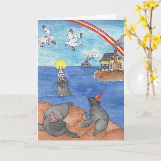 誕生日 – シール カード (黄色い花)