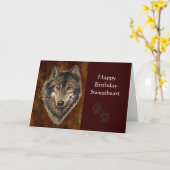 誕生日,スウィートアート,オオカミ,オオカミ,動物,自然, カード (黄色い花)