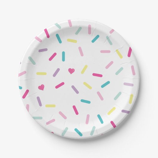 誕生日 スプリンクル アイスクリームとケーキ ペーパープレート (正面)