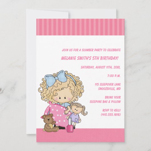 誕生日&スランバーパーティの招待状 招待状 (正面)