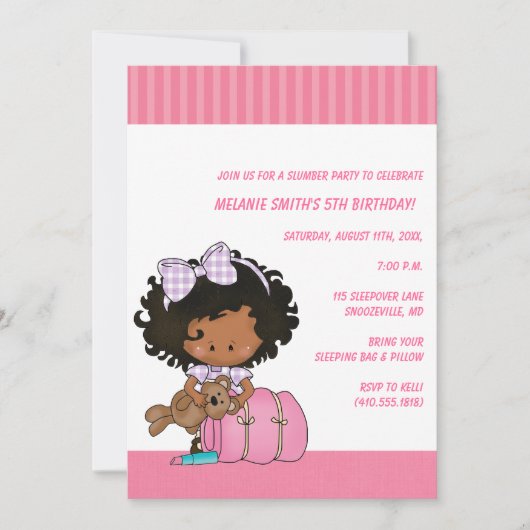 誕生日&スランバーパーティの招待状 招待状 (正面)