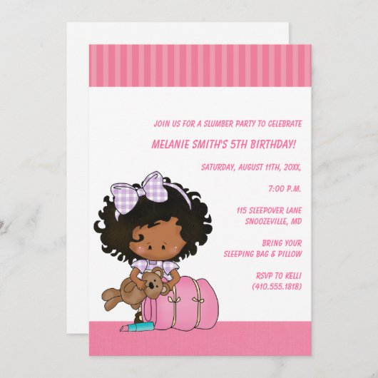 誕生日&スランバーパーティの招待状 招待状 (正面/裏面)