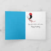 誕生日・タキシード猫がワイングラスを覗き込む カード (内部)