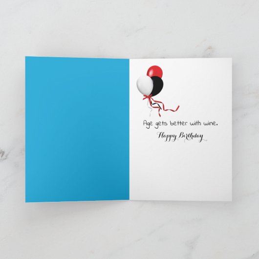 誕生日・タキシード猫がワイングラスを覗き込む カード (内部)