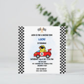 誕生日 ダック レース カー 男の子 赤 レース 子供 名前 サンキューカード (スタンド正面)