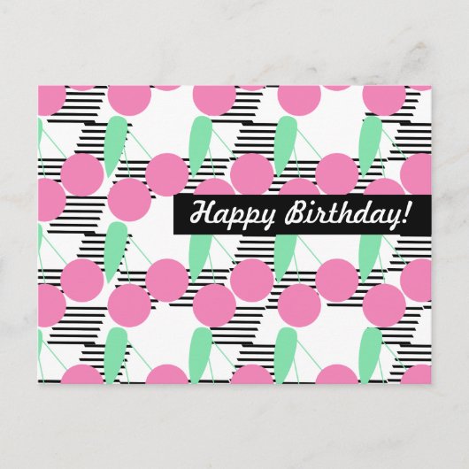 誕生日 チェリー お祝い 個人用 ポストカード (正面)