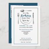 誕生日・ディ来ナー・パーティーと一緒に食事 招待状 (正面/裏面)