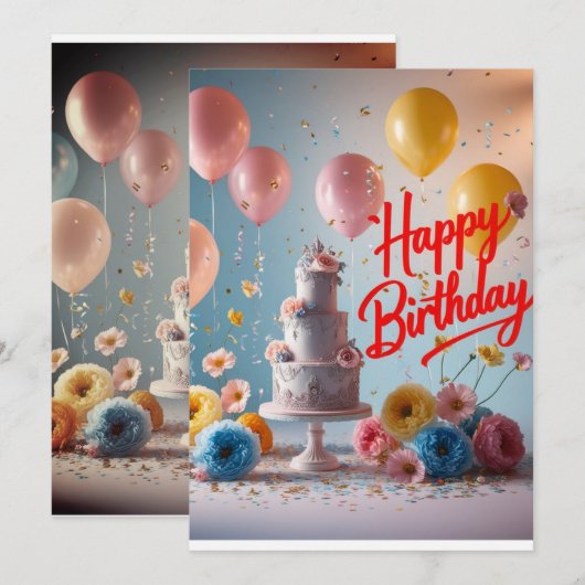 誕生日 デザイン 招待状 (正面/裏面)