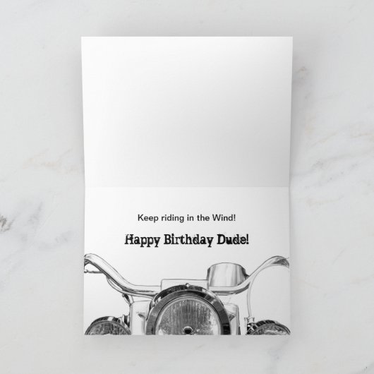 誕生日 – デュード – フレンド – バイクもしくは自転車に乗る人 カード (内部)