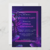 誕生日 |トロピカルはっきりしたネオン誕生日 招待状 (正面)