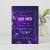 誕生日 |トロピカルネオングロー誕生日招待状 招待状 (スタンド正面)