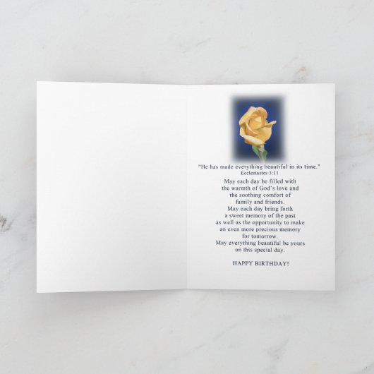 誕生日、ドーターイエローローズバド カード (内部)