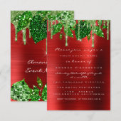 誕生日　ナチュラル　ウッドランド　赤　緑　ドリップス　葉 招待状 (正面/裏面)