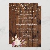 誕生日 ナチュラル ウッド キンセアニエラ 花 招待状 15 (正面/裏面)