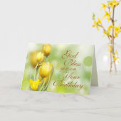 誕生日、ナンバーズ6:24-26、主よ賛美お、チューリップ カード (黄色い花)