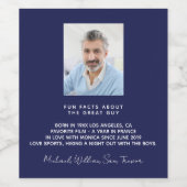 誕生日 ネイビーブルー 写真 面白い事実 プロフィール 男 男性 ワインラベル (シングルラベル)