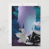 誕生日 |バイオレットはっきりしたティール（緑がかった色）ブラシストローク 招待状 (裏面)