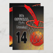 誕生日 – バスケットボール – 14位招待状 招待状 (正面/裏面)