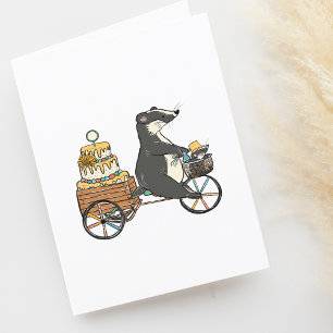誕生日 バッジー 自転車 絵 ハガキ サンキューカード