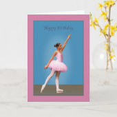誕生日、バレリーナ（ピンク） カード (黄色い花)