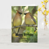 誕生日·バード·カップル·ウーマン·イ·ラブ·カード カード (黄色い花)
