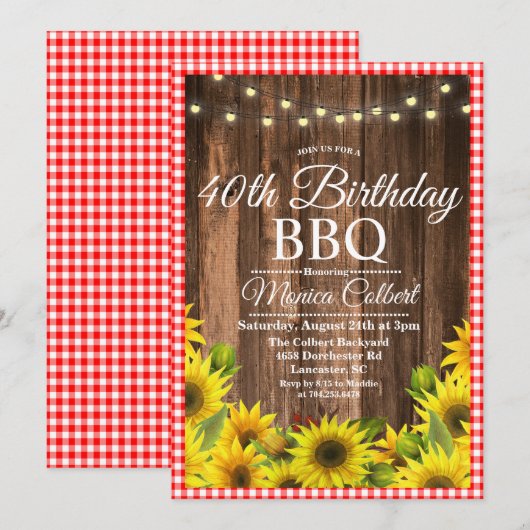 誕生日 バーベキュー ひまわり インビテーション  どの年齢にも (正面/裏面)