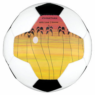 誕生日、パパのかわいい熱帯の夏の夕日 サッカーボール