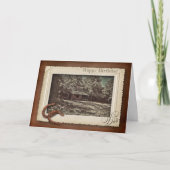 誕生日-パパ-ヴィンテージレイクシーン カード (正面)