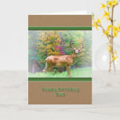 誕生日、パパ、森カードのシカ カード (黄色い花)