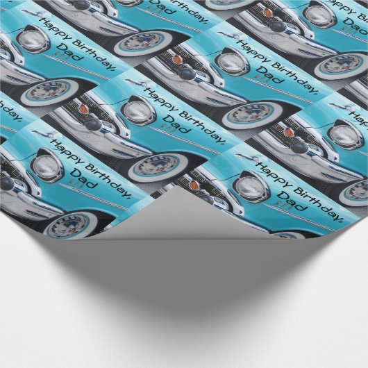 誕生日、パパ、55 Chevy Belaireのギフト用包装紙。 ラッピングペーパー (角)