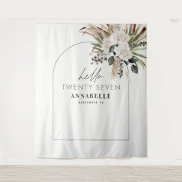 誕生日 パンパス草 ユーカリ モダン サージュグリーン タペストリー