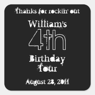 (誕生日)パーティーのようなロックスター-メッセージカード! スクエアシール