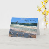 誕生日、ビーチの王室のなアジサシ カード (黄色い花)