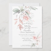 誕生日 |ピンクかわいらしコテージバラ 招待状 (正面)